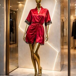 Christine Silk Lace Trim Robe